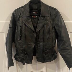 Women's Black Leather Biker Jacket